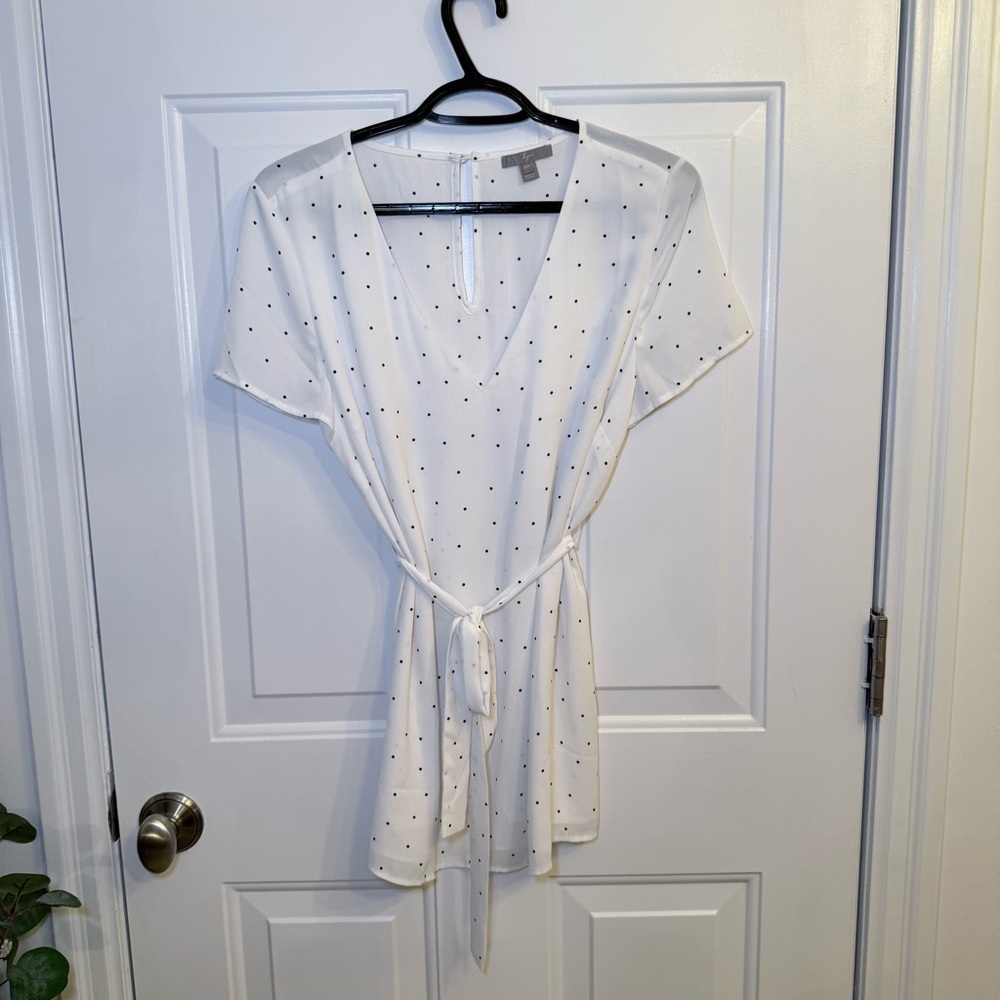Thyme Maternity White Polka Dot Blouse